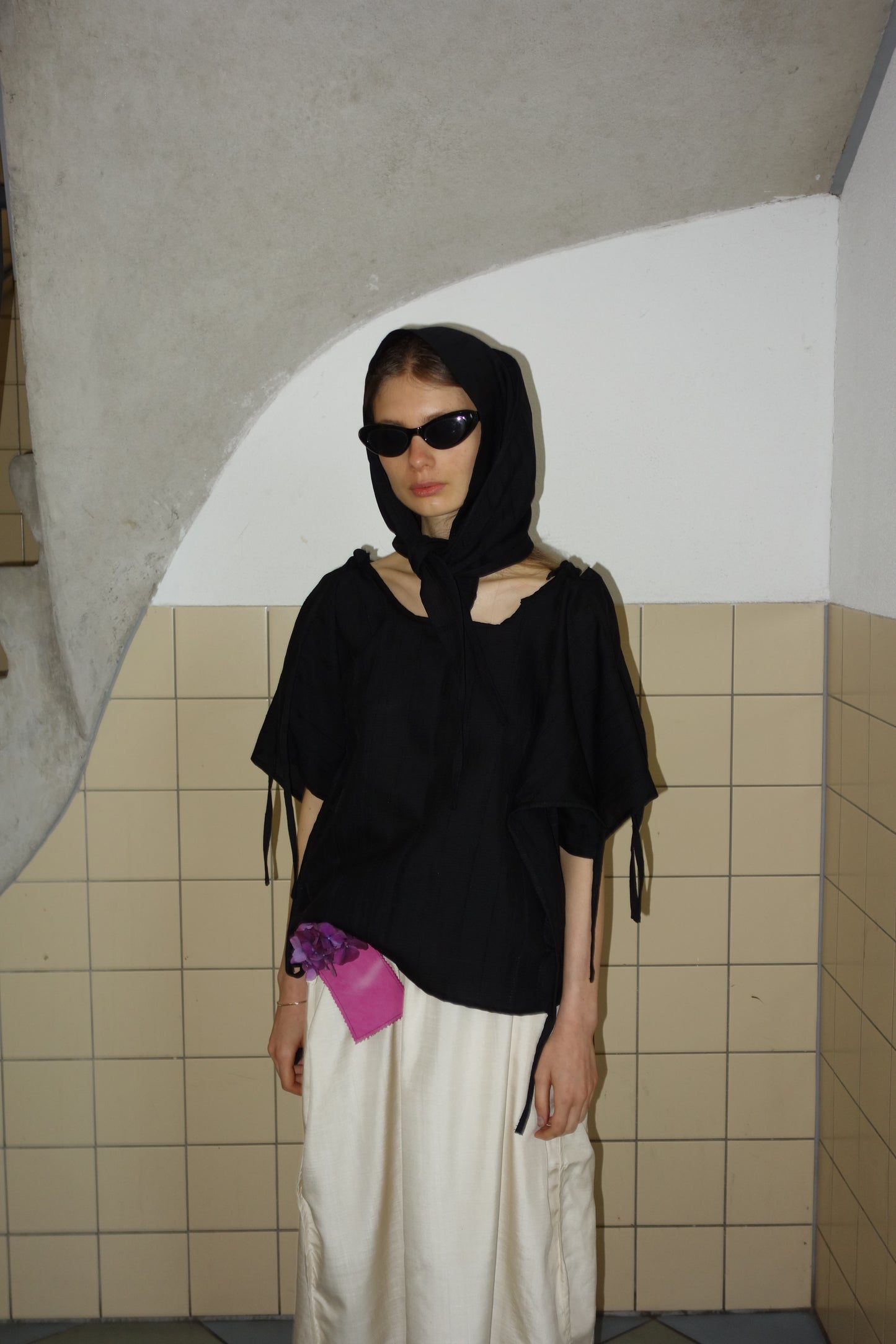 Cia Ribbon Shirt Black Wool