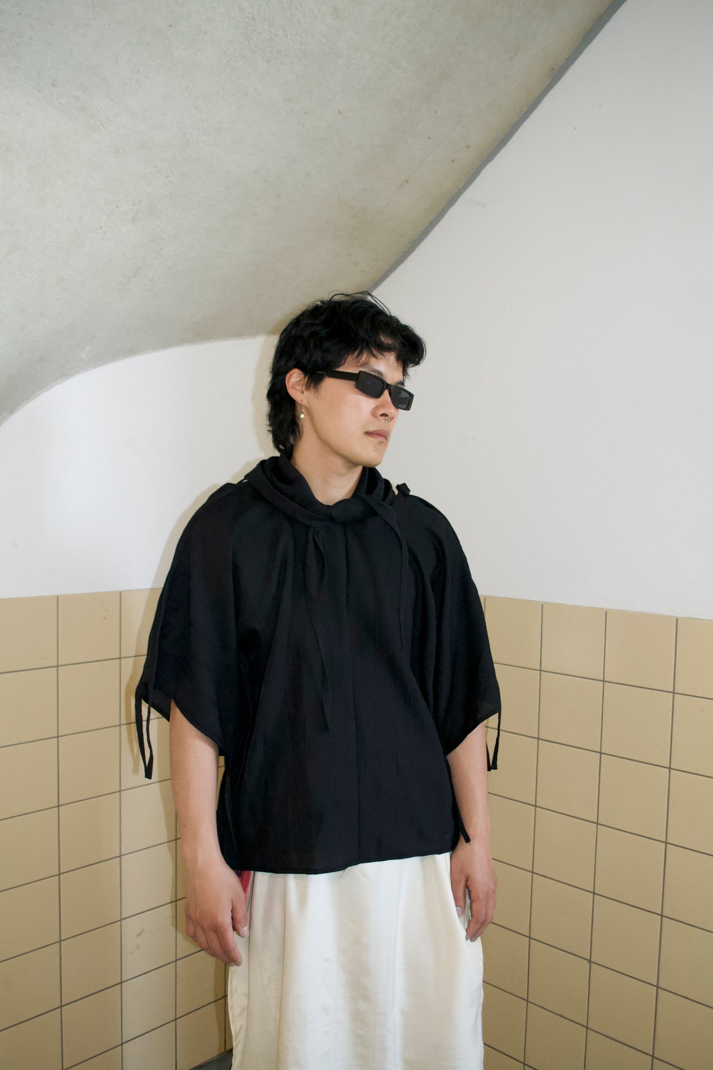 Cia Ribbon Shirt Black Wool